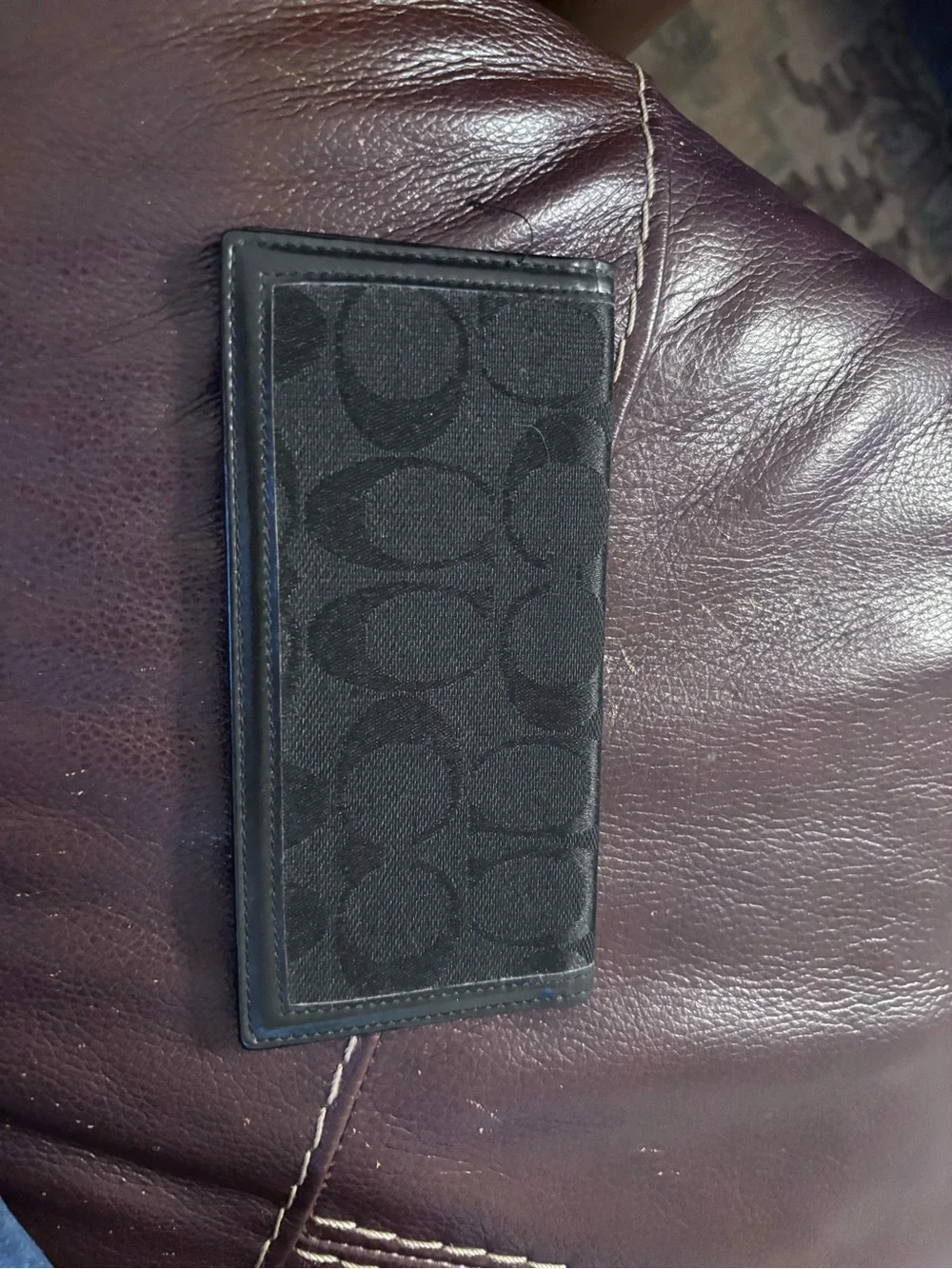 Coach Black Signature Logo Long Wallet